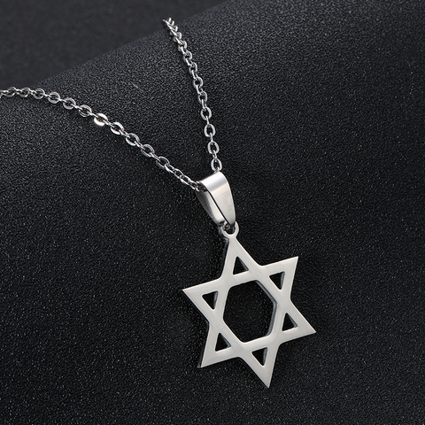 Collier à pendentif étoile de David, collier à la mode, pour hommes/femmes, en acier inoxydable, à bijoux juif david hexagramme israélien, cadeau ► Photo 1/6