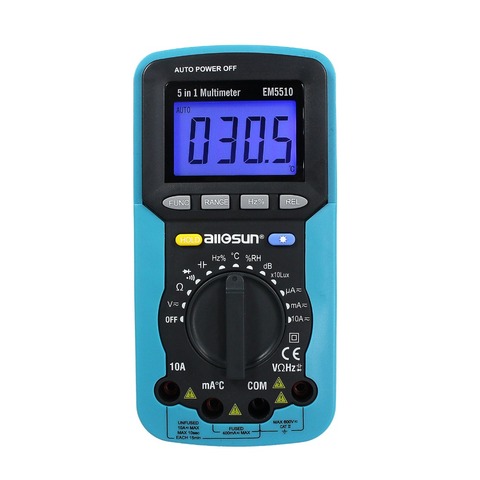 Multimètre numérique all-sun EM5510 5 en 1, niveau sonore, humidité, luminosité, multimètre à réglage automatique, testeur de température ► Photo 1/6