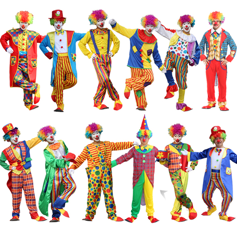 NoEnNameNull Vacances Variété Drôle Costume de Clown Adulte Femme/Homme Joker Costume Cospaly tenue de fête Up Costume De Clown Costumes ► Photo 1/6