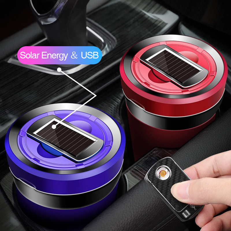 Cendrier de voiture portable avec lumière LED, cendrier automobile cool  avec couvercle, mini poubelle de voiture - AliExpress