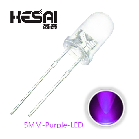 Lampe électronique intelligente Super brillante F5, 5MM, ronde, violette, transparente, LED, Diode électroluminescente, haute qualité, 100 pièces/lot ► Photo 1/2