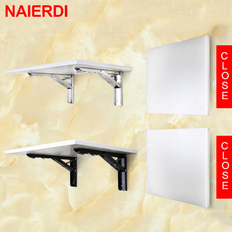 NAIERDI-Support d'angle triangulaire pliant, Support résistant, fixation murale réglable pour Table en étagère, matériel pour mobilier, 2 pièces ► Photo 1/6