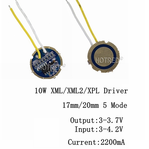 1-10 pièces cree xml LED xml2 LED T6 U2 conducteur 17mm 20mm 2.7-4.2 V 2-2.2A 5-Mode LED Conducteur pour le CREE XML LED Émetteur ► Photo 1/6
