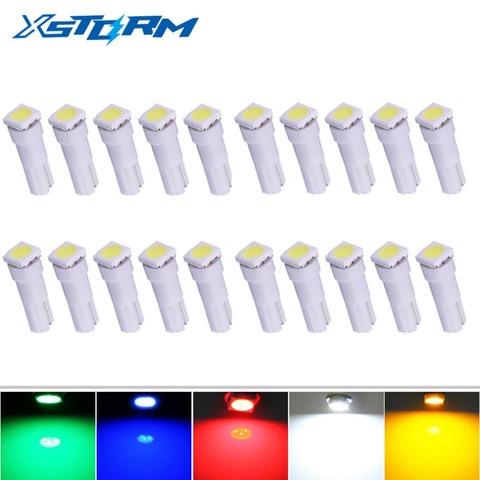 20 pièces voiture intérieur lumière LED T5 1 SMD 5050 tableau de bord cale led s t5 voiture ampoules lampe rouge bleu vert bleu blanc auto 12V ► Photo 1/6