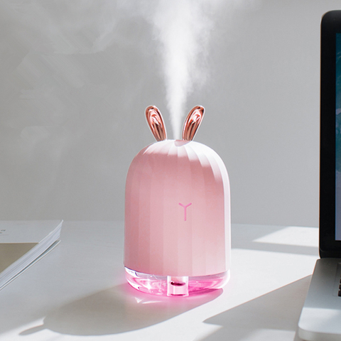 Humidificateur d'air en lapin mignon de 220ML, pour bébé enceinte, diffuseur d'huile essentielle USB et Anion pour voiture et bureau ► Photo 1/6