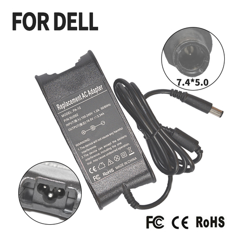 Chargeur d'ordinateur portable avec adaptateur, 19.5V, 3,34 a, PA-12 90W, pour dell Inspiron 1420, 1464, 1470, 1501, 15, 15z, 1520, 1521, 1525, 1526, 1564 ► Photo 1/2