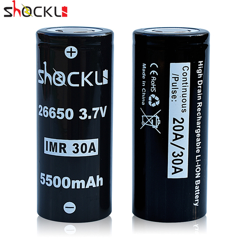 Batterie au lithium shock li 26650 5500mAh 3.7V 5500mAh 26650 batterie rechargeable li-ion 30A pour lampes de poche haute puissance émissiar D4s ► Photo 1/6