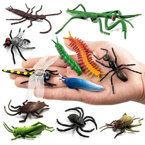 12 pièces insecte araignée papillon poisson dinosaure chien chat cheval Figurine ferme Animal modèle Action Figure ensemble de jouets chauds pour enfants cadeau ► Photo 1/6