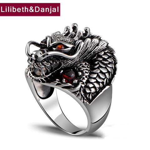 Bague en argent Sterling 100% pour hommes, bague en argent Sterling 925, bijoux thaïlandais, anneau Dragon puissant, Vintage, bijoux fins ZR2 ► Photo 1/6