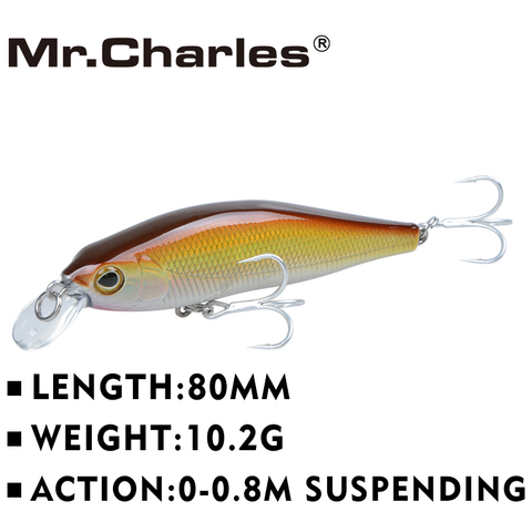 Mr.Charles-leurre de pêche rigide CMC012, appât de pêche suspendu de haute qualité, appât de type méné, trackbait, 80mm/10.2g 0-0.8m ► Photo 1/6