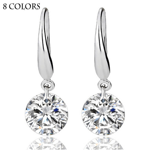 8 couleurs haute qualité tout nouveau pas cher mode en gros argent plaqué crochet Cz cristal boucles d'oreilles pour les femmes beau cadeau de mariage ► Photo 1/1