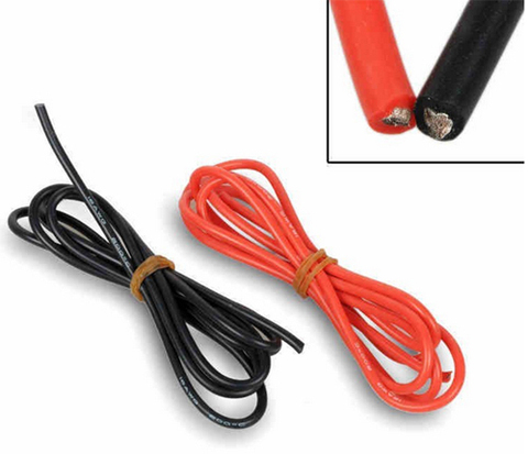 Câble en Silicone souple résistant à la chaleur, 1M rouge + 1M noir, 10awg 12awg 14awg 16awg 18awg 20awg 22awg 24awg ► Photo 1/1