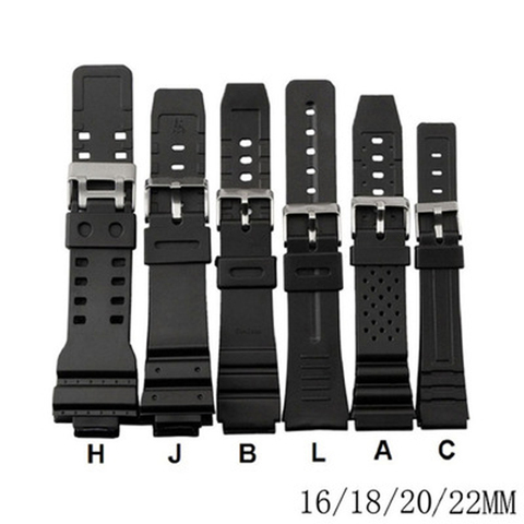 Bracelets de montre casio en caoutchouc Silicone, pour remplacement électronique, 16mm 18mm 20mm 22mm ► Photo 1/6