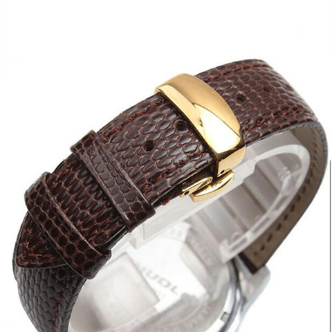 Bracelet de montre motif lézard noir brun, en cuir véritable, 18 20 22 24 MM, bracelet pour montre, fermoir pliant/boucle ► Photo 1/5