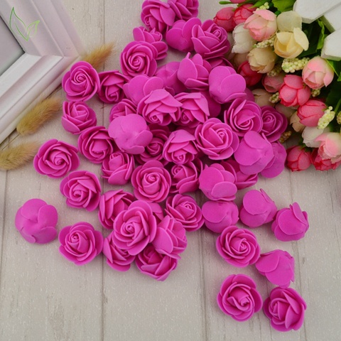 100 pièces PE mousse fausse fleur roses tête fleurs artificielles pas cher décoration de mariage pour scrapbooking cadeau boîte bricolage couronne multi-usage ► Photo 1/6