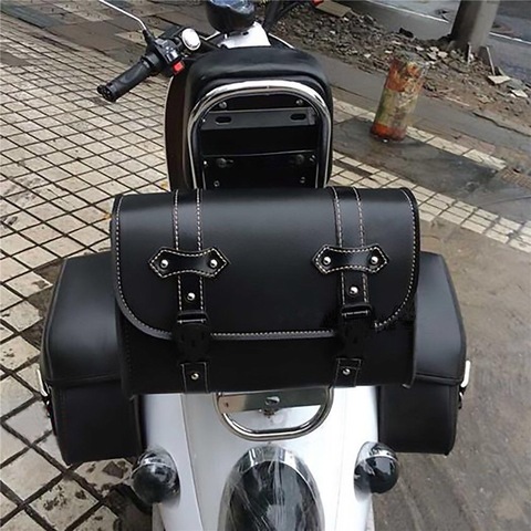 Pour Harley Sportster XL883 XL1200 universel moto sacoche modèle côté cuir PU bagage sac de selle sac de rangement outil pochette ► Photo 1/6