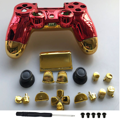 Coque de remplacement complète pour manette de PS4 Pro JDM 040, boîtier rouge chromé pour Playstation 4 PRO JDS 040 V2 ► Photo 1/4