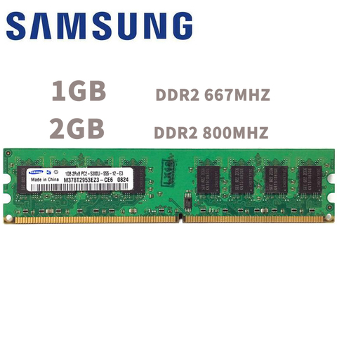 Samsung 1 GB 2 GB bureau DDR2 PC2 mémoire 667 800 MHZ ECC 667 MHZ 800 MHZ Module 1G 2G 5300 6400 RAM 5300U 6400U mémoire d'ordinateur ► Photo 1/5