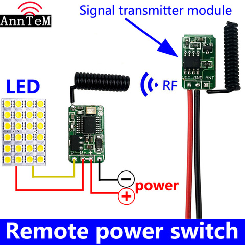 Mini commutateur de commande à distance sans fil, petit émetteur-récepteur rf 433mhz 3.7v 5v 6v 9v 12, micro-contrôleur de circuit d'alimentation de batterie ► Photo 1/6