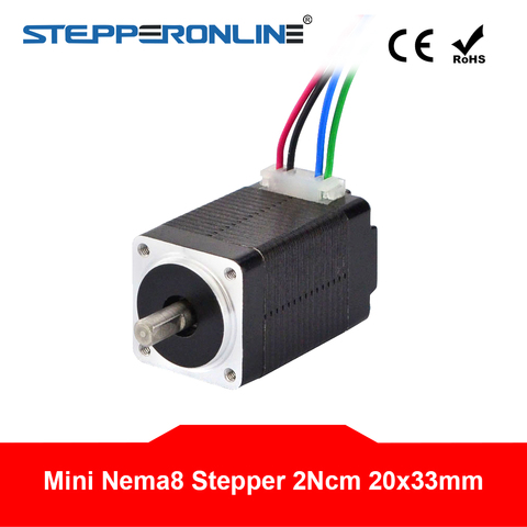 Mini Nema 8 moteur pas à pas 4-plomb 1.8deg 2Ncm(2.83oz.in) 0.6A 20x20x33mm moteur pas à pas pour moteur d'imprimante 3D/CNC XYZ ► Photo 1/5