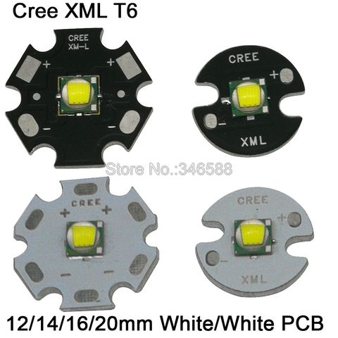 Diode émetteur LED haute puissance, CREE XML XM-L T6 LED U2 10W blanc, 12mm 14mm 16mm 20mm, PCB noir ou blanc pour lampe de poche, 1 pièce ► Photo 1/5