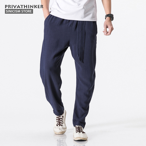 MrGoldenBowl magasin taille Plus 5XL coton lin sarouel hommes ceinture Jogger pantalon mâle pantalon chinois traditionnel tissus ► Photo 1/6