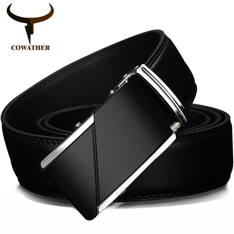 Cowater-ceintures en cuir véritable pour hommes, marque de haute qualité, à boucle à cliquet automatique, de 1.25 