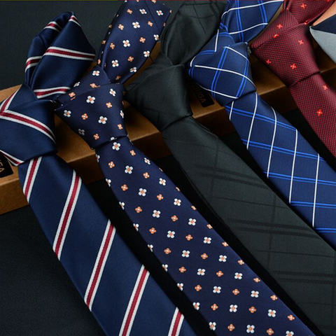 Cravate maigre 6cm cravates pour hommes robe de mariée cravate mode plaid cravate affaires gravatas para homens chemise mince accessoires lot ► Photo 1/6