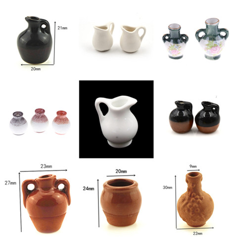 Mini Vase de poupée en céramique Miniatures 1:12 accessoires de maison, jouet décoratif de maison de poupée en porcelaine, 1 pièce ► Photo 1/6