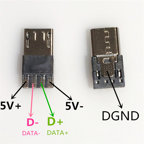 Connecteur Micro USB 4 broches mâle, 10 pièces/lot, connecteur pour interface de ligne OTG, câble de données, bricolage, accessoires ► Photo 1/1