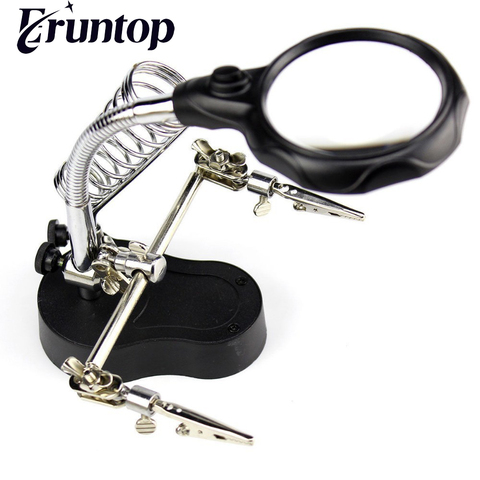 Eruntop 1 pièces MG16126-A pince à LED support de fer à souder aidant les mains loupe loupe ► Photo 1/6