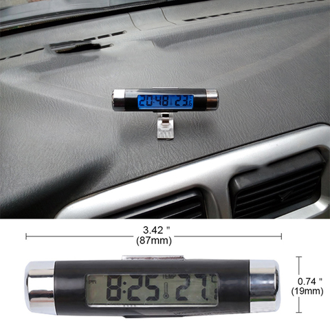 Horloge numérique LCD Portable 2 en 1 pour voiture, affichage de la température, thermomètre électronique, rétro-éclairage bleu avec Clip, pour automobile ► Photo 1/6