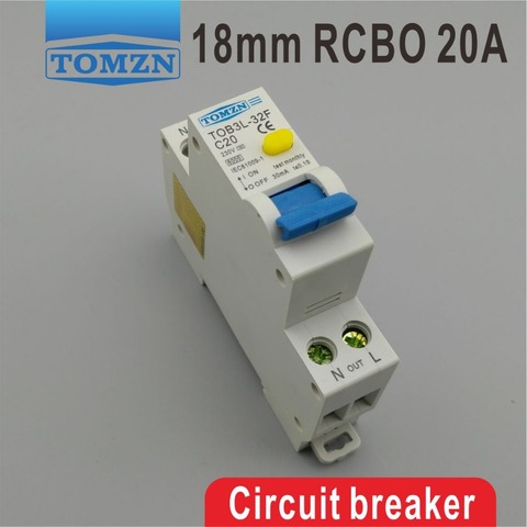 Disjoncteur RCBO 20A 1P + N 6KA | Disjoncteur de courant résiduel avec trop de courant et protection contre les fuites, de 18MM ► Photo 1/6