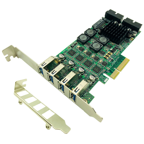 Contrôleur de carte d'extension PCI Express PCI-E vers USB 3.0 8 Ports USB 3.0 SATA alimentation indépendante 4 canaux pour serveur de caméra ► Photo 1/6