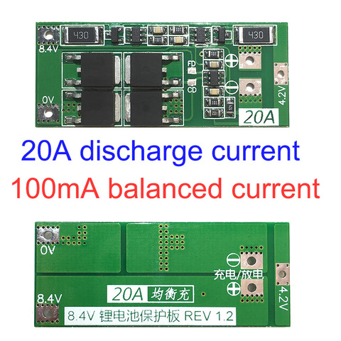 2 S 7.4 V 8.4 V 18650 carte de Protection de batterie au Lithium 20A courant avec équilibrage ► Photo 1/1