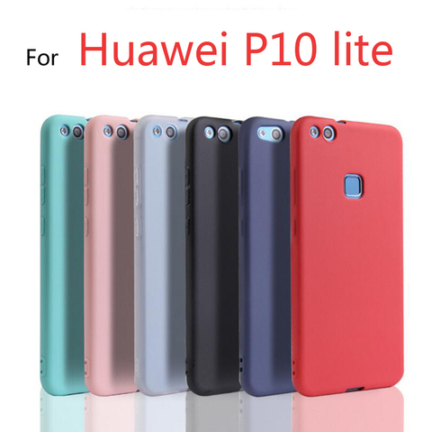 Huawei P10 lite Silicone Souple TPU cas de Couverture pour huawei P10lite Cristal Clair et Mat pleine De Sucrerie couleurs Couverture Arrière cas ► Photo 1/6