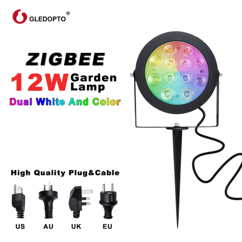 GLEDOPTO Zigbee extérieur RGBCCT 12W lampe de jardin lumière chaud blanc froid travail avec télécommande Alexa Echo Plus Smartthings Tuya ► Photo 1/6