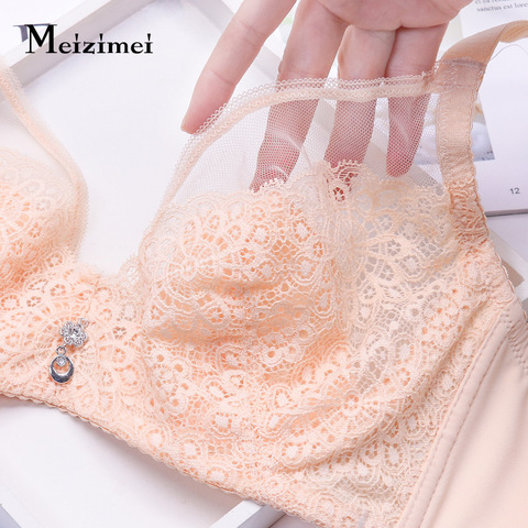 Meizimei dentelle Lingerie Sexy soutiens-gorge pour femmes sous-vêtements intimes à armatures été mince soutien-gorge Push up culture hauts brassière grande taille ► Photo 1/6