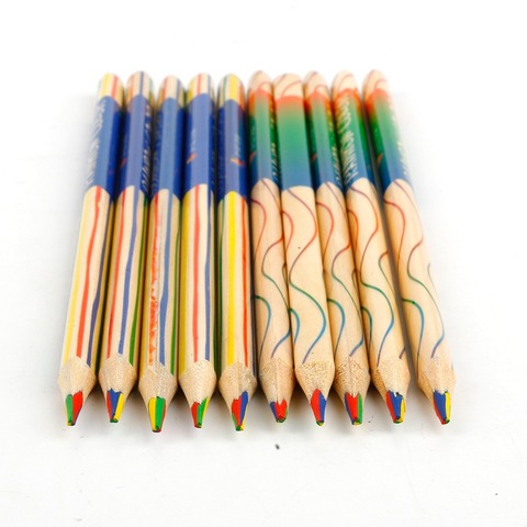 Crayons de couleur en bois, arc-en-ciel pour enfants, Graffiti, peinture, dessin, bricolage, 10 pièces ► Photo 1/5