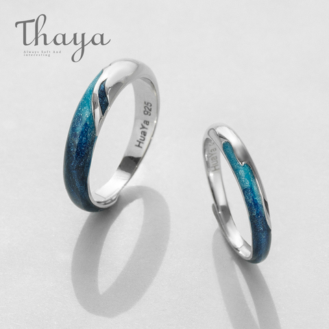 Thaya brillant brillant rivière émeraude anneaux s925 argent circulaire doux bleu romantique bijoux anneau pour les femmes élégant Simple cadeau ► Photo 1/5