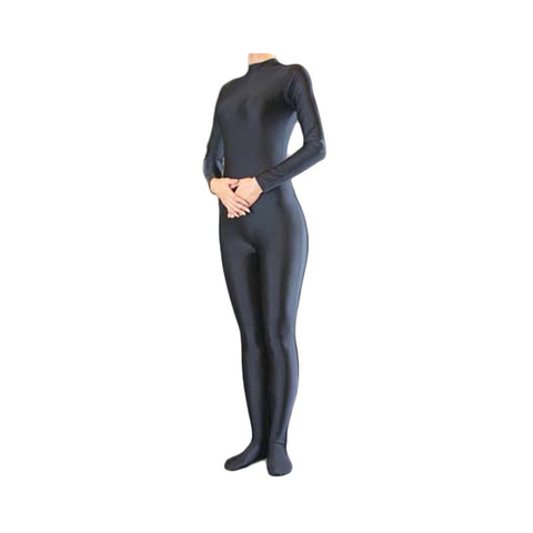 Speerise femmes à manches longues fermeture éclair dos Yoga Unitard col roulé Body hommes complet Body Dancewear sans gants adulte noir costume ► Photo 1/3