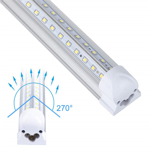 Lampe à tube LED T8, 2ft, 20 W, 2000 lm, couvercle blanc, clair, laiteux, double forme en V intégrée, à fixation unique, plafonnier ► Photo 1/6
