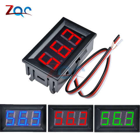 Mini voltmètre numérique à LED pour voiture, jauge de tension, panneau de mesure rouge/bleu/vert, 12/24/48V, DC 0-100V ► Photo 1/6