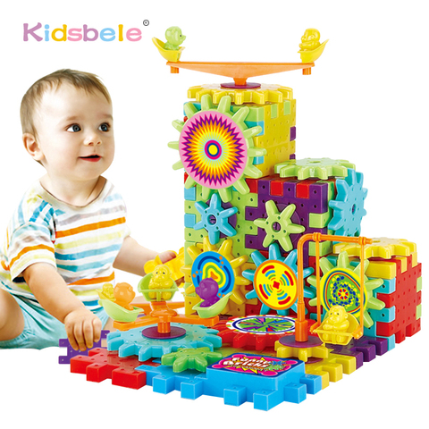 Kits de construction Puzzle 3D, 81 pièces, engrenages électriques en plastique, briques, jouets éducatifs pour enfants, cadeaux amusants ► Photo 1/6
