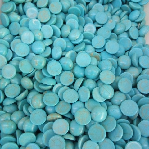 100 pièces demi-cercle Turquoises perles Howlite Semi-précieuse pierre dôme rond Cabochon plat arrière Cabochons demi-rond 3/4/6/7/8mm ► Photo 1/3
