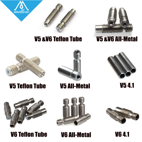 1 pièces imprimante 3D buse gorge avec tube en téflon ou tout métal ou 4.1mm pour 1.75mm ou 3.0mm E3D V5 & V6 j-head Vocano bloc chauffant ► Photo 1/4