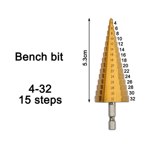 Foret étagé à revêtement en titane HSS 4-32mm, outils électriques de perçage pour métal acier rapide, coupe-trou pour bois, foret conique ► Photo 1/6