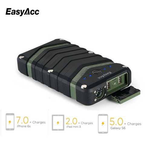 EasyAcc 20000mAh Power Bank portable charger 2USB 18650 External Battery with Flashlight for iPhone 7 6 6s Waterproof Shockproof ► Photo 1/6