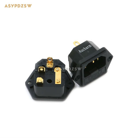 Aucharm IEC socket 4N violet cuivre plaqué or 15A/250V HIFI courant alternatif fusible prise ► Photo 1/3