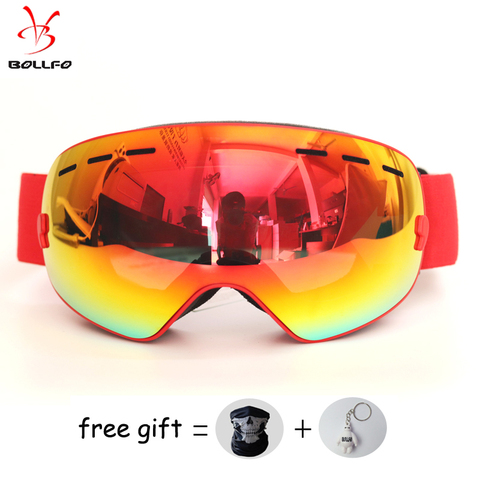 Lunettes de ski de marque BOLLFO double couche UV400 masque de ski anti-buée lunettes de ski hommes femmes lunettes de snowboard ► Photo 1/6